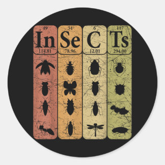 Periodic Table of Insects - Retro Entomologist Gif Classic Round Sticker