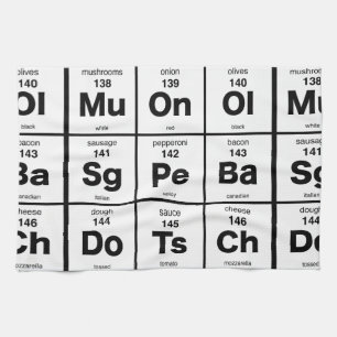 Periodic Table of Pizza Ingredients Tea Towel