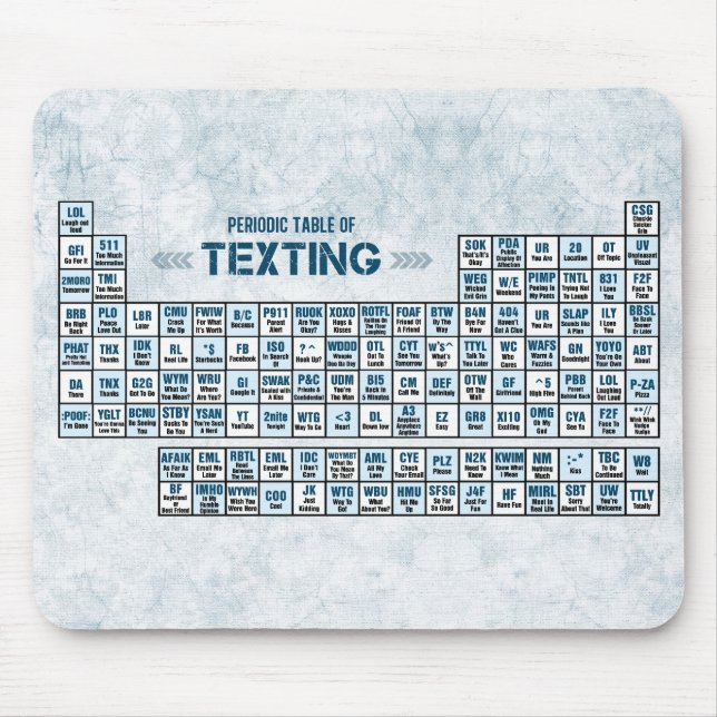 Periodic Table of Texting (Blue) Mouse Mat (Front)