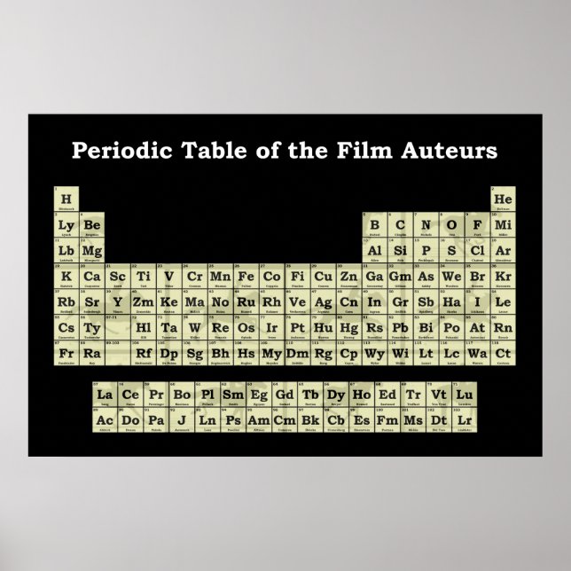 Periodic Table of the Film Auteurs Poster (Front)