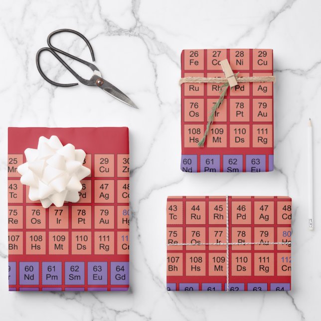 Periodic Table Science Geek Wrapping Paper Sheet (Front)