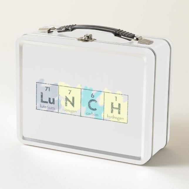 Periodic Table Science Kid Colourful Crayon "LuNCH Metal Lunch Box (Front)