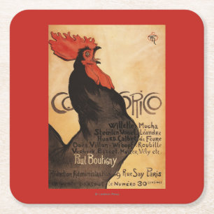Periodical Cocorico Rooster Promotional Poster Square Paper Coaster