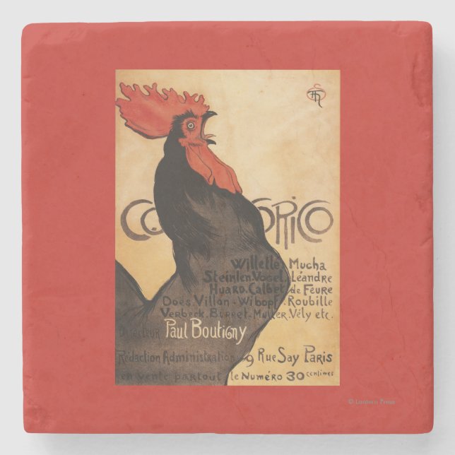 Periodical Cocorico Rooster Promotional Poster Stone Coaster (Front)