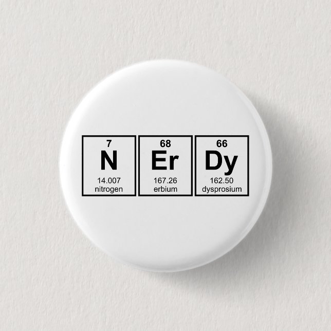 Periodically Nerdy Element Symbols 3 Cm Round Badge (Front)
