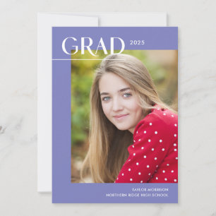 Periwinkle 2025 Grad 1-Photo Graduation Party Invitation