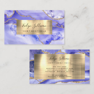 periwinkle agate and gold foil business card