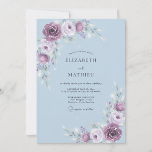 Periwinkle Amethyst Bloom Wedding Invitation