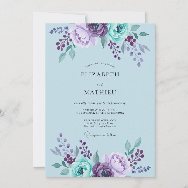 Periwinkle Amethyst Painted Wedding Invitation (Front)