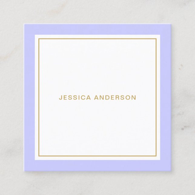 Periwinkle And Gold Elegant Feminine Square Business Card (Front)