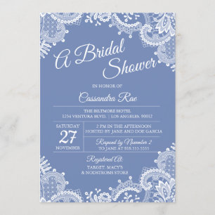 Periwinkle and Lace Bridal Shower Invitation