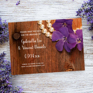 Periwinkle and Pearls Barn Wedding Save the Date Invitation