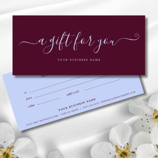 Periwinkle and Plum Business Gift Certificate