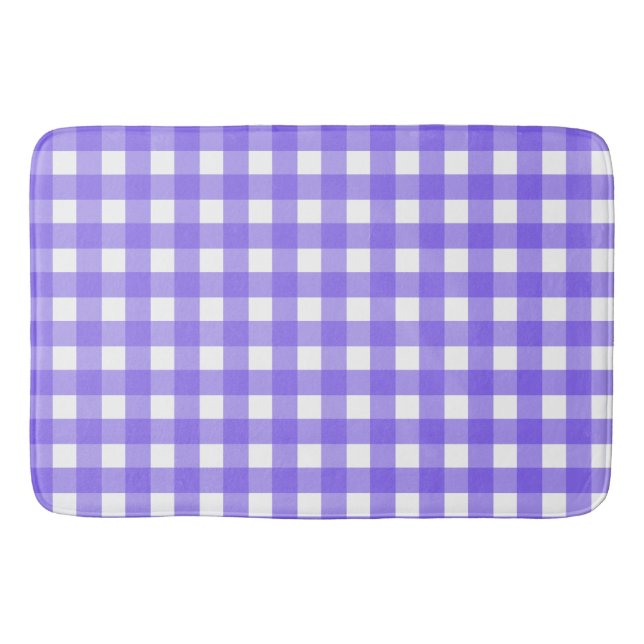 Periwinkle and white gingham bath mat (Front)