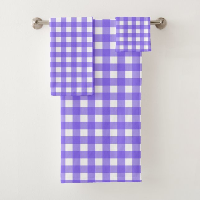 Periwinkle and white gingham bath towel set (Insitu)