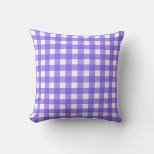 Periwinkle and white gingham cushion