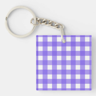 Periwinkle and white gingham key ring