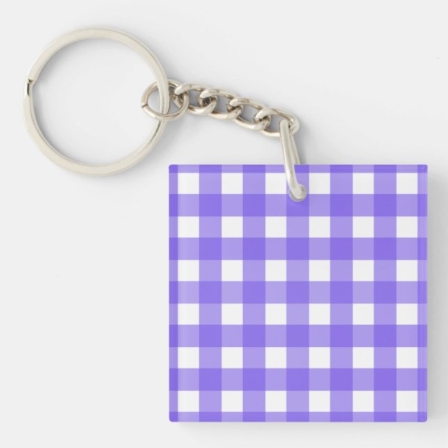 Periwinkle and white gingham key ring (Front)