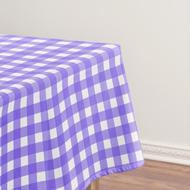 Periwinkle and white gingham tablecloth (In Situ)