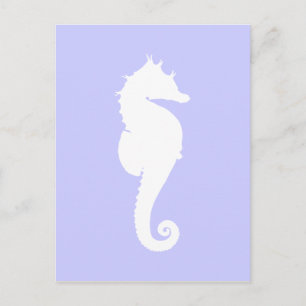 Periwinkle and White Sea Horse Postcard