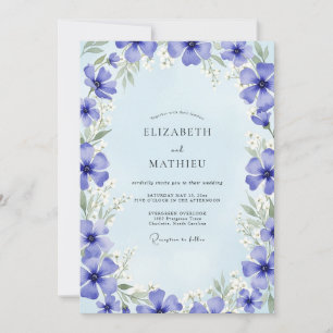 Periwinkle Artistic Bloom Wedding Invitation