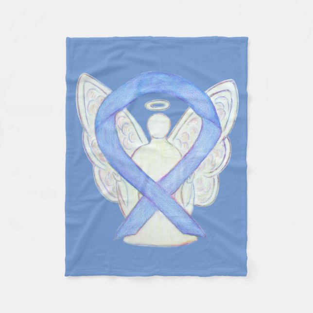 Periwinkle Awareness Ribbon Angel Soft Blanket (Front)