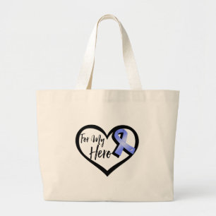 Periwinkle Awareness Ribbon For My Hero Large Tote Bag