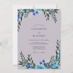 Periwinkle Azure Wildflower Wedding Invitation