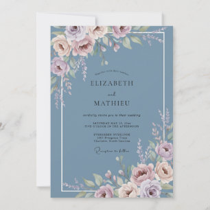 Periwinkle Bloom Flourish Wedding Invitation