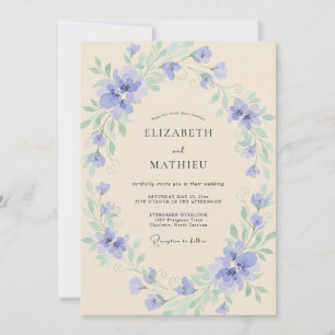 Periwinkle Blossom Cream Wedding Invitation