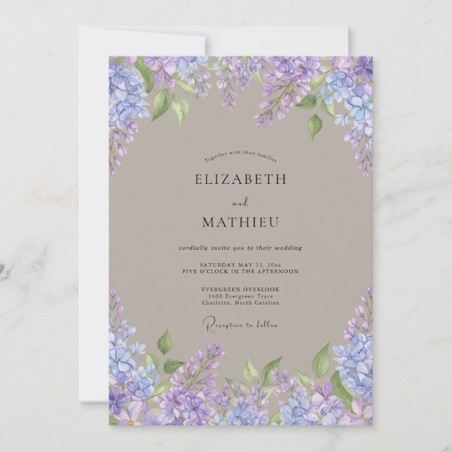 Periwinkle Blossom Lush Wedding Invitation (Front)