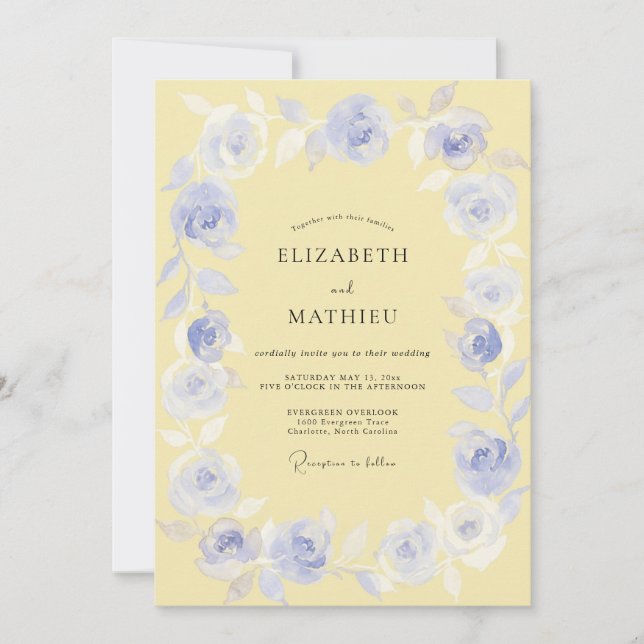 Periwinkle Blossom Meadow Wedding Invitation (Front)