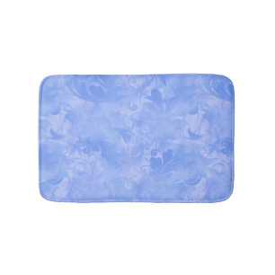 Periwinkle Blue Abstract Feather Pattern Bath Mat
