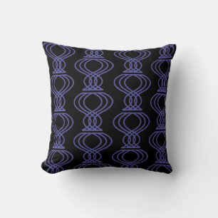 Periwinkle Blue and Black Finial Pattern 2-Sided Cushion