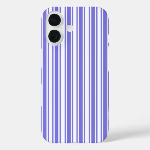Periwinkle blue and white candy stripes iPhone 16 case