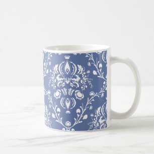 Periwinkle Blue and White Damask Coffee Mug