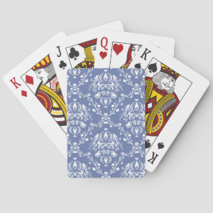 Periwinkle Blue and White Damask Playing Cards