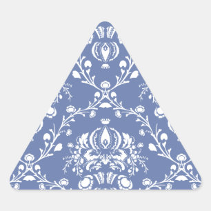 Periwinkle Blue and White Damask Triangle Sticker