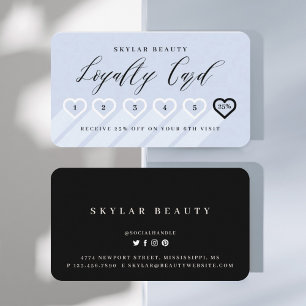 Periwinkle Blue & Black Stylish Minimal Heart Love Loyalty Card