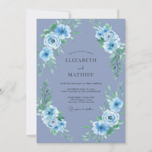 Periwinkle Blue Captivating Spring Wedding Invitation