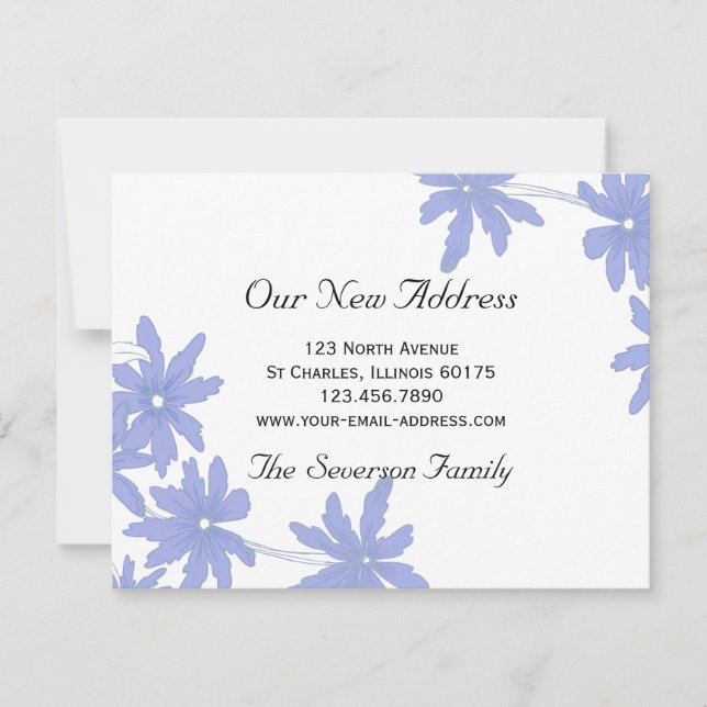 Periwinkle Blue Daisies New Address Announcement (Front)