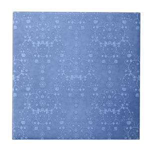 Periwinkle Blue Fancy Floral Damask Pattern Tile