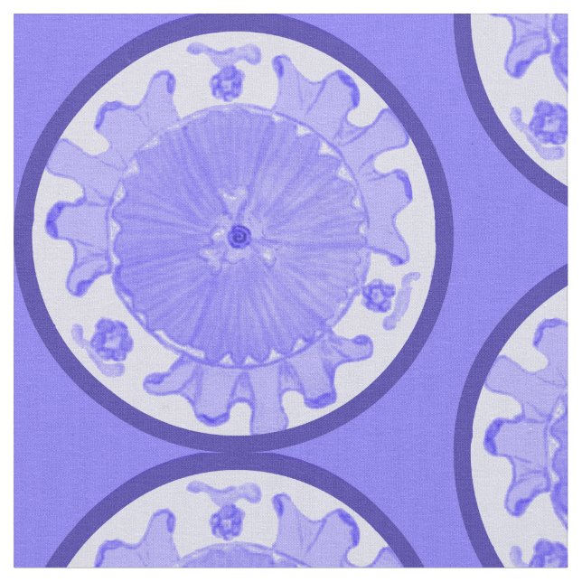 Periwinkle blue Floral Light Passion flower fabric (Close Up)