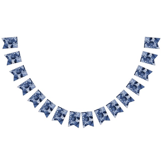 Periwinkle Blue Floral Toile No.1 Customisable Bunting (All)