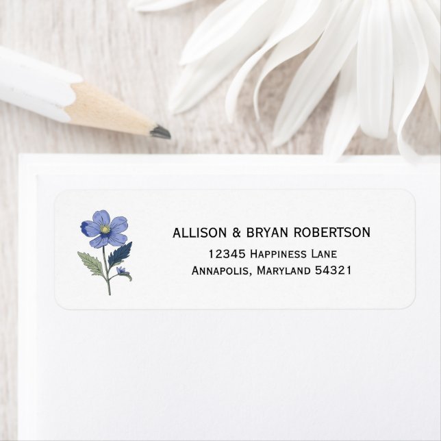 Periwinkle Blue Floral Wedding Invitation Address (Insitu)