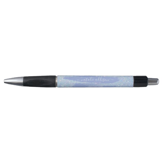Periwinkle Blue Glitter Promotional Pen (Front)
