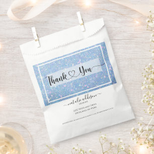 Periwinkle Blue Glitter Thank You Shopping  Favour Bags