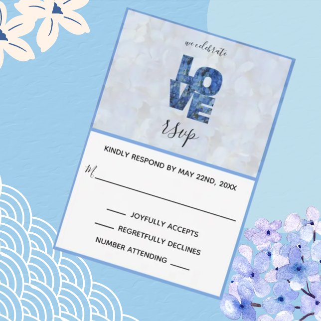 Periwinkle Blue Hydrangea Floral Wedding RSVP card (Creator Uploaded)