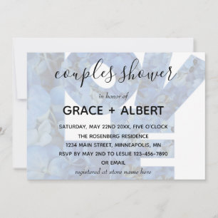 Periwinkle Blue Hydrangeas Couples Shower  Invitation