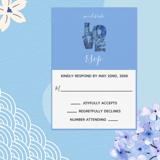 Periwinkle Blue Hydrangeas Floral Response Card (Creator Uploaded)